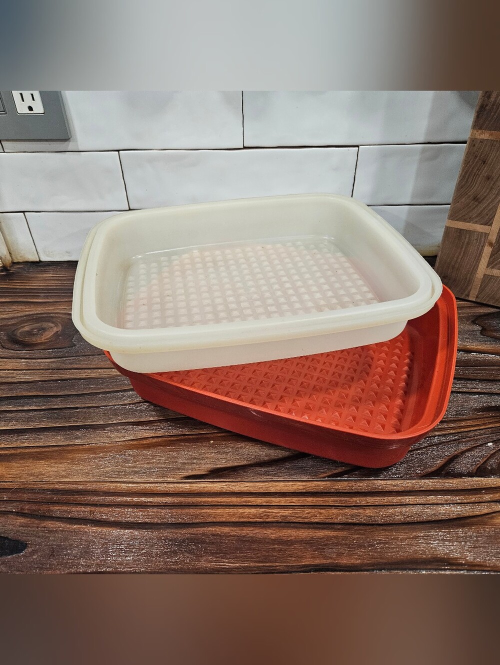 Vintage Tupperware Marinating Season Serve Textured Grid Base 10x12x5 #1294